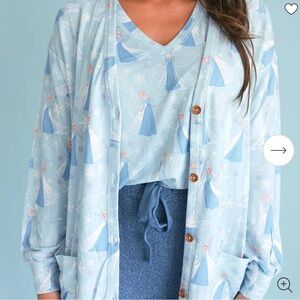 Frozen Themed Light Blue Cardigan and Top Set